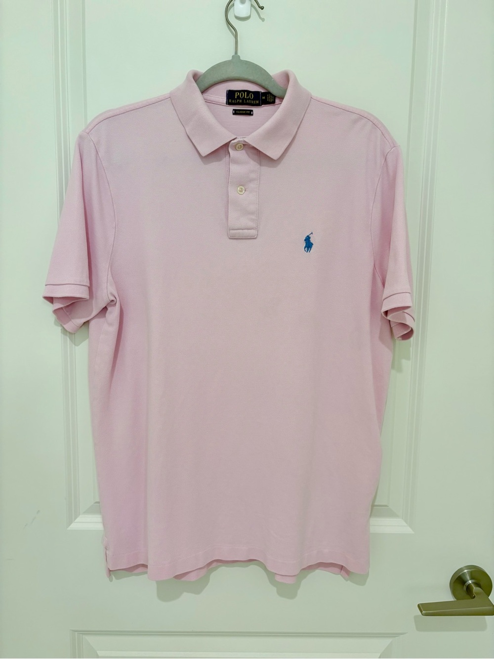 Ralph Lauren Light Pink Polo with Blue Pony Embroidery